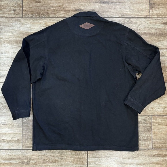 HUGO BOSS JEANS Black Denim Jacket Vintage Men's Coat size XL Hip Hop - Picture 3 of 10